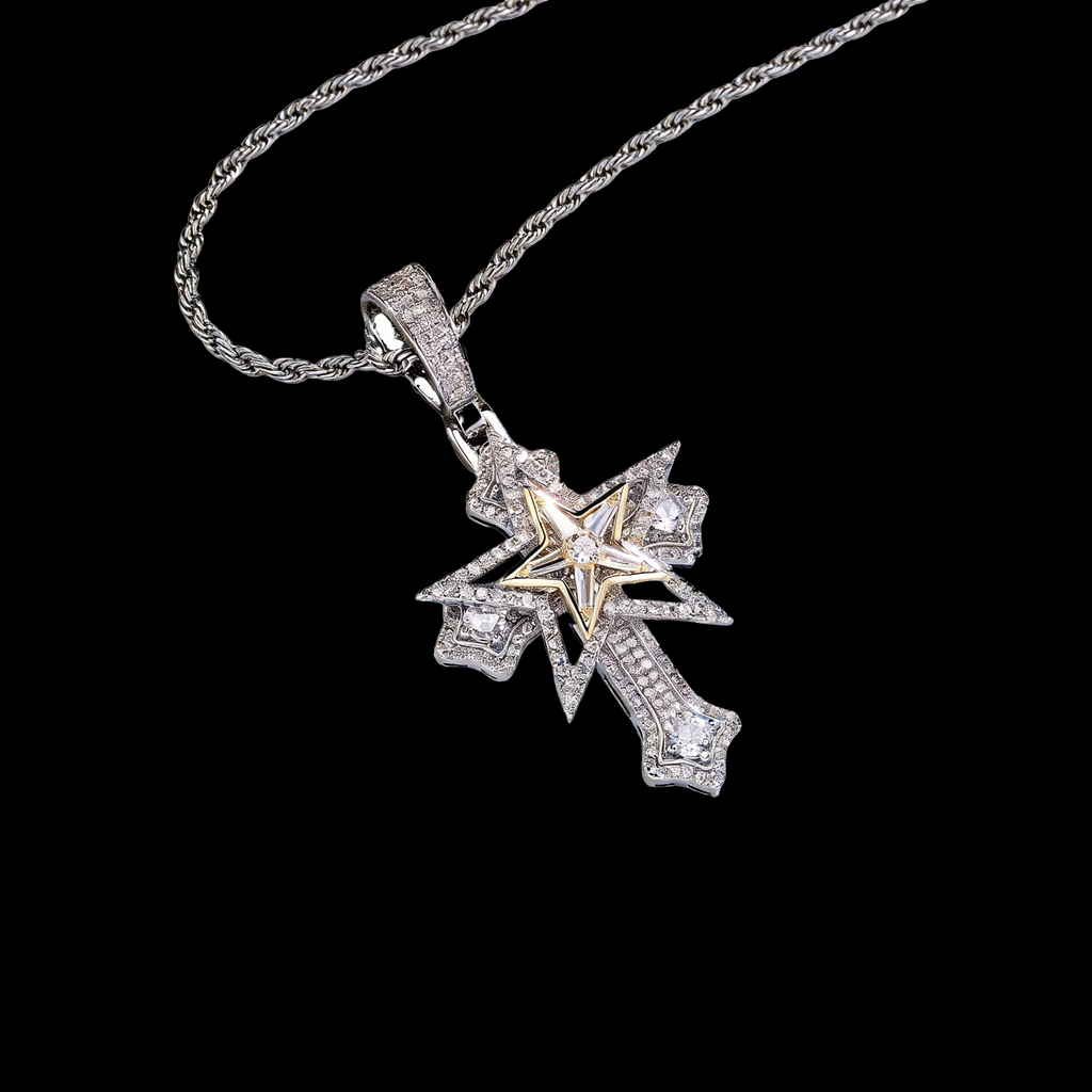 Rotating Star Cross Necklace