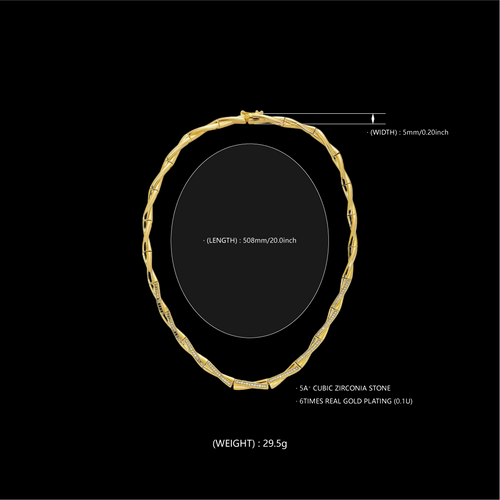 Gold Twisted Bamboo Link Necklace