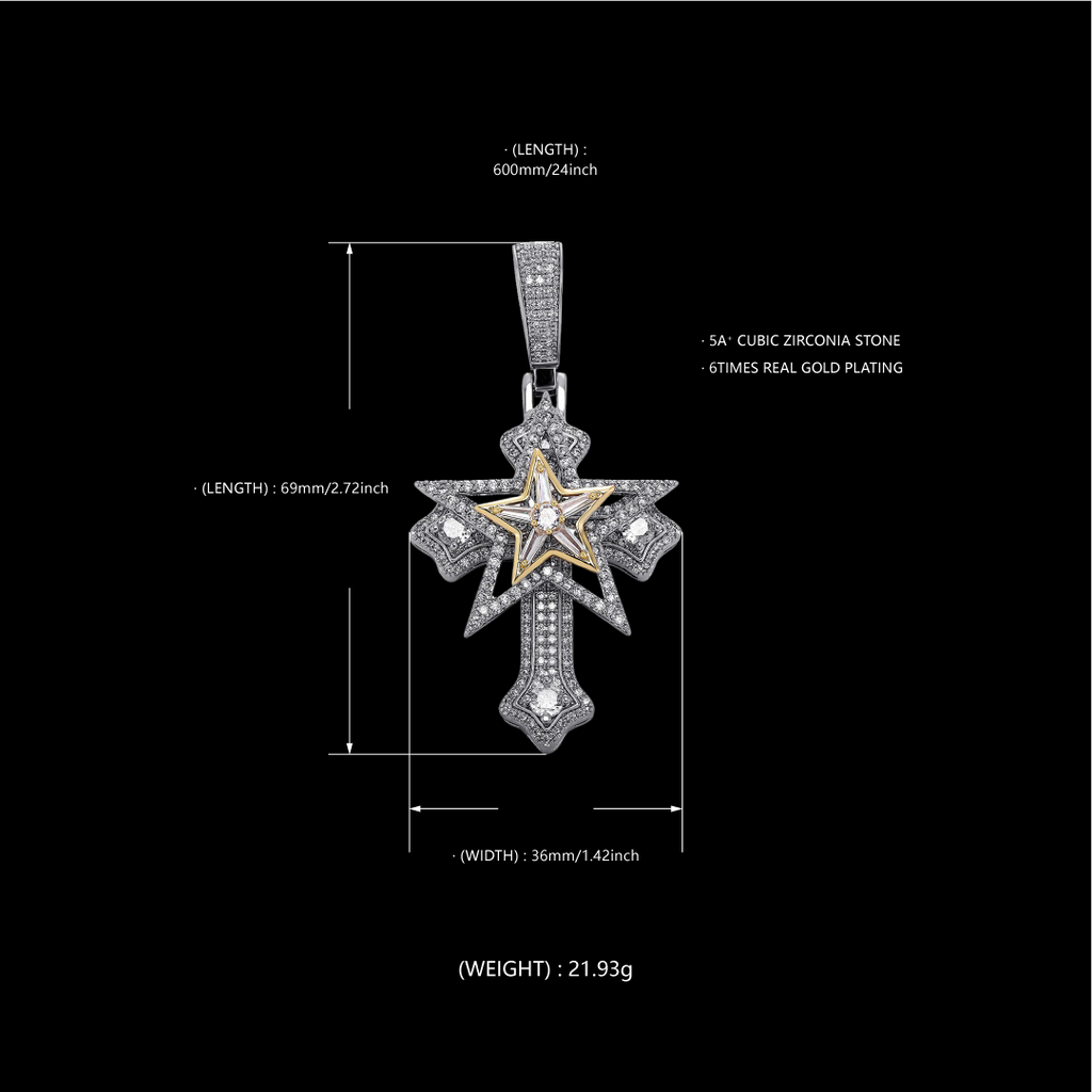 Rotating Star Cross Necklace