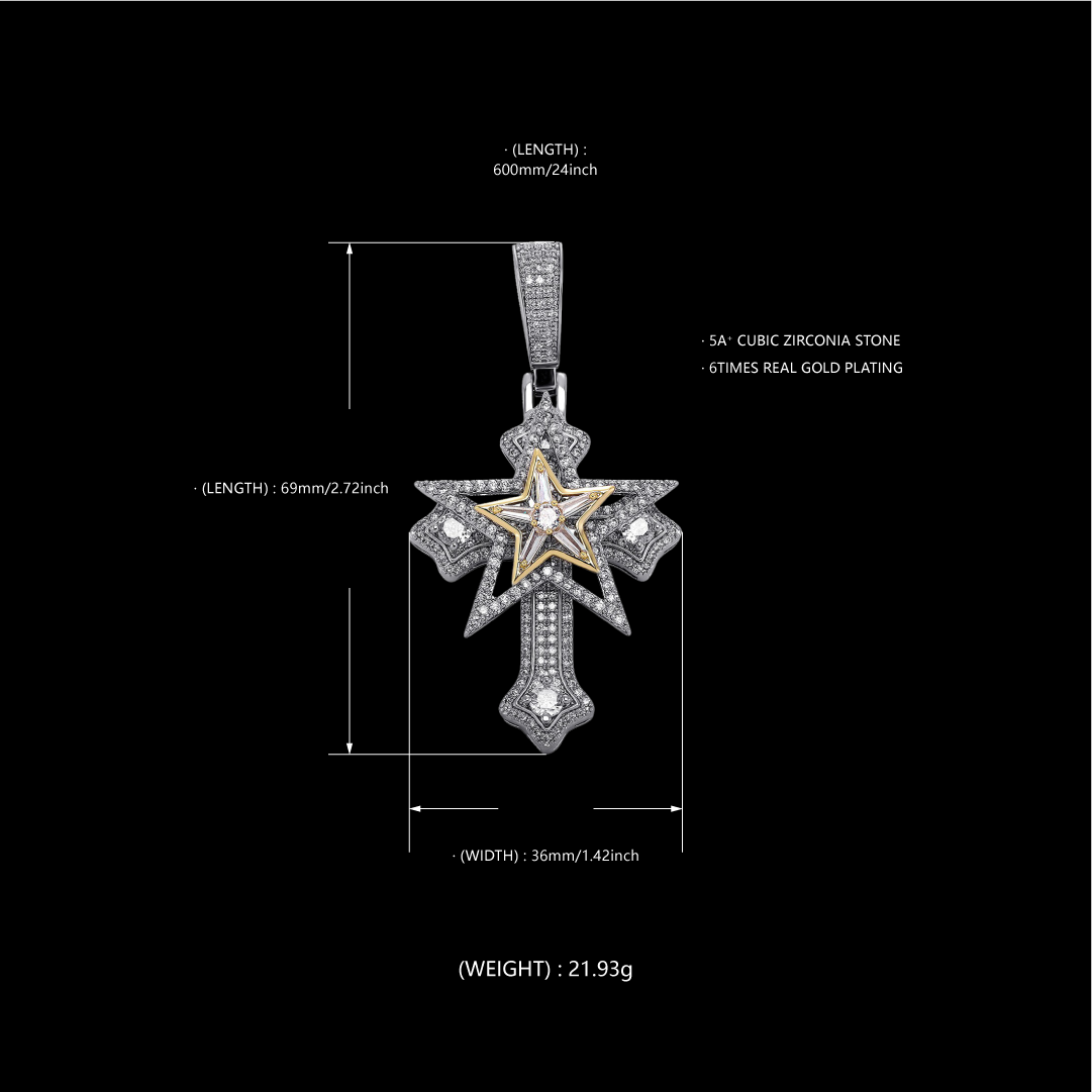 Rotating Star Cross Necklace